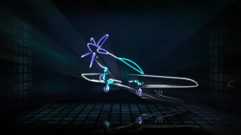 Flying planes. Computer simulation of a laser show (based on a real laser show) Video stock 132013812