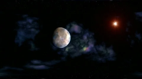 Flying planet and star. Vídeo Stock 11143561