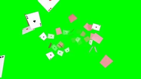 Flying poker cards background - loop, green screen, 4 aces Stock Footage 75186370