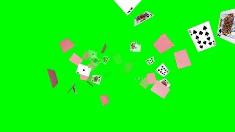 Flying poker cards background - loop, green screen, black spades, 10, J, Q, K, A Stock Footage 75213144
