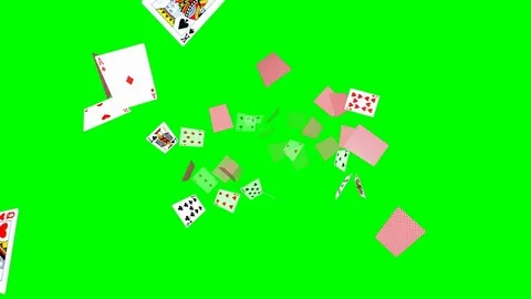Flying poker cards background - loop, green screen Video stock 75214579