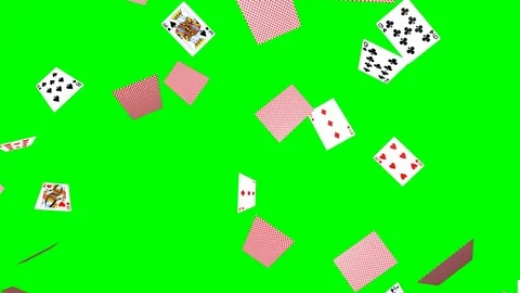 Flying poker cards background - loop, green screen Stock Footage 75399556