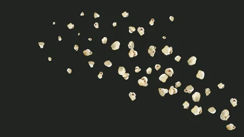 Flying pop corn animation. Popcorn splash fast food advertisement video clip. Stock Footage 143431634