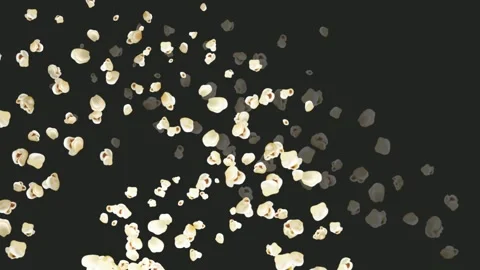 Flying pop corn animation. Popcorn splash fast food advertisement video clip. Stock Footage 143431686