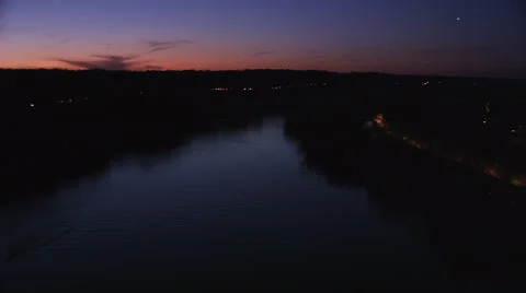 Flying up the Potomac River at night. Shot in 2011. Stock Footage 59193670