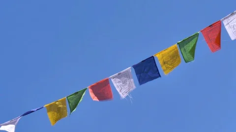 Flying prayer flags Stock Footage 127652815