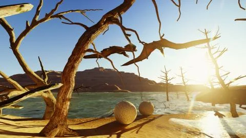 Flying pterodactyl against the beautiful cloudscape 3d illustration Stock Illustration