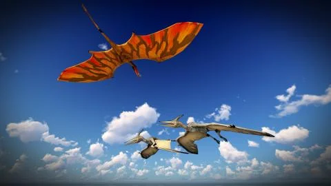 Flying pterodactyl over the land 3d illustration Stock-Illustration