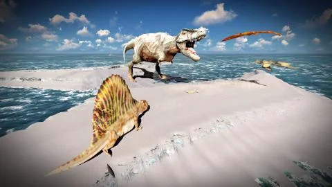 Flying pterodactyl over the land 3d illustration Stock Illustration