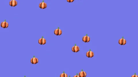 Flying pumpkin animation coming in from bottom on blue chroma key Stock Footage 219635472