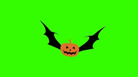 Flying Pumpkin Bat: Loop + Matte Video stock 70842945