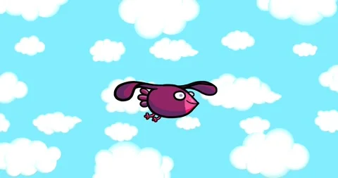 Flying purple chicken loop on sky background Stock Footage 284802033