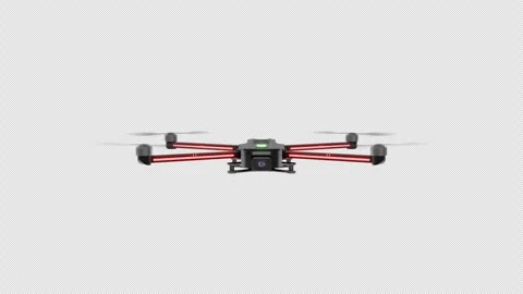 Flying quadcopter drone with integrated camera system Stock Footage 330512461