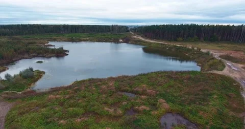 Flying on a quadcopter over lake Stock Footage 67719190