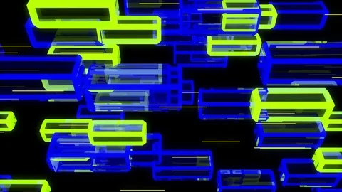 Flying Quadrangular Rods Stock Footage 74026586