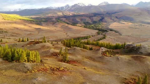 Flying on a quadrocopter over the steppe, road, Altai Stock Footage 160685775