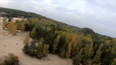 Flying on a quarry white sand forest Stock Footage 167066589