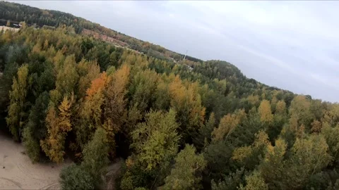 Flying on a quarry white sand forest Stock Footage 167067374