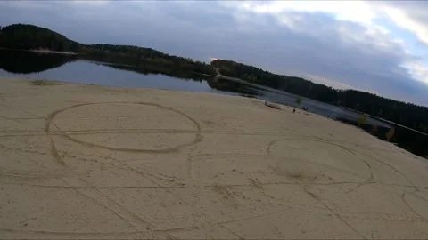 Flying on a quarry white sand forest Stock Footage 167068726