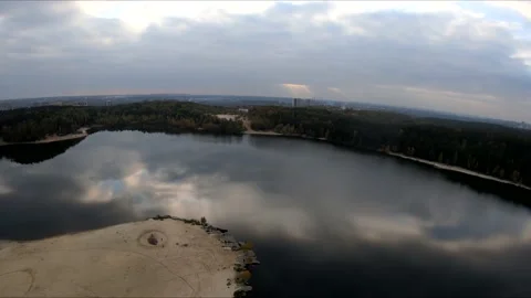 Flying on a quarry white sand forest Stock Footage 167069127
