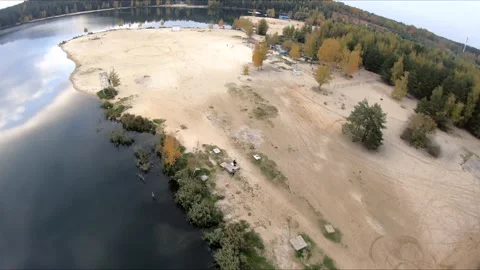 Flying on a quarry white sand forest Stockbeeldmateriaal 167069679