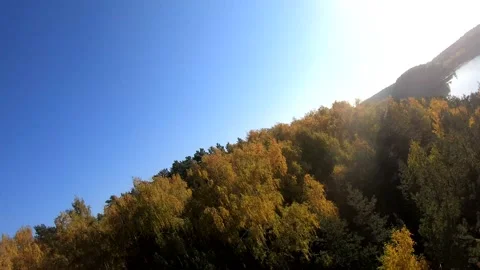 Flying on a quarry white sand forest Stock Footage 167198142
