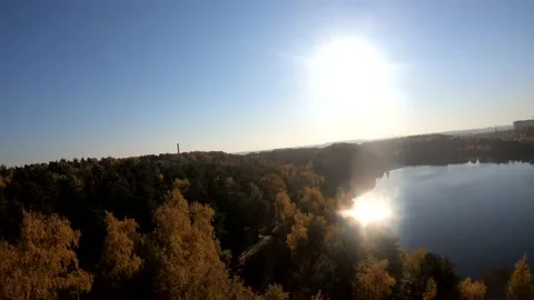 Flying on a quarry white sand forest Stock Footage 167198323
