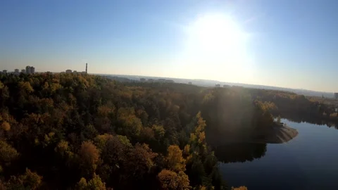 Flying on a quarry white sand forest Stock Footage 167198431