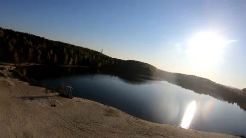 Flying on a quarry white sand forest Stock Footage 167198993