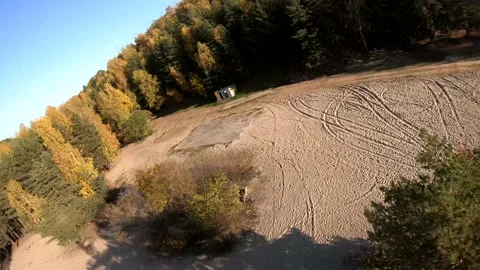 Flying on a quarry white sand forest Stock Footage 167199102