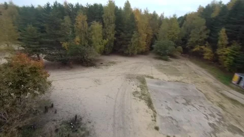 Flying on a quarry white sand forest Stock Footage 167200685