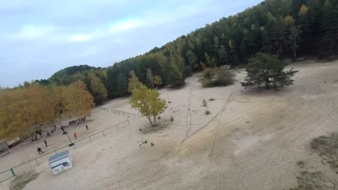 Flying on a quarry white sand forest Stock Footage 167201360