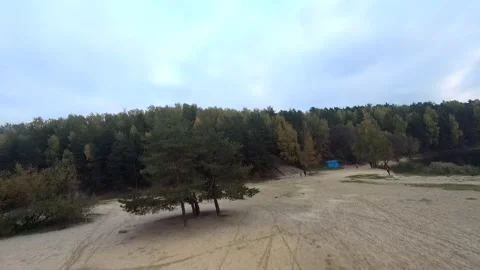 Flying on a quarry white sand forest Stock Footage 167201508