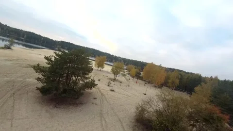 Flying on a quarry white sand forest Stock Footage 167201915