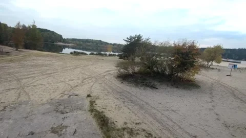 Flying on a quarry white sand forest Stock Footage 167202179