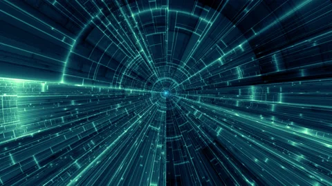 Flying Quickly Into a Deep Tunnel of Corporate Techy Technical Stuff Stock Footage 139717855