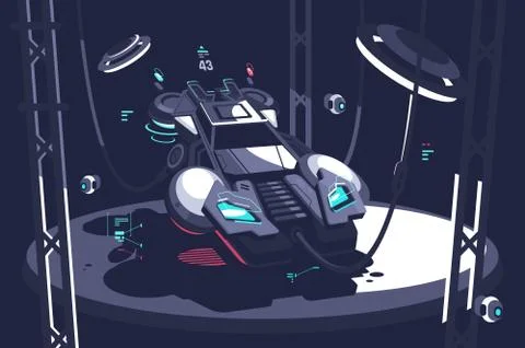 Flying racing car future Illustrazione stock