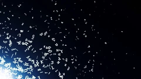 Flying Random Letters Animation, Technology Code, Background, Rendering, Loop, 4 Video stock 162966806