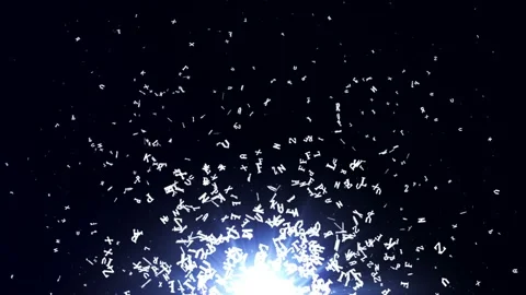 Flying Random Letters Animation, Technology Code, Background, Rendering, Loop Video stock 206965544