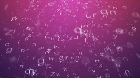 Flying random letters with bokeh effect on pink background Stock Illustration