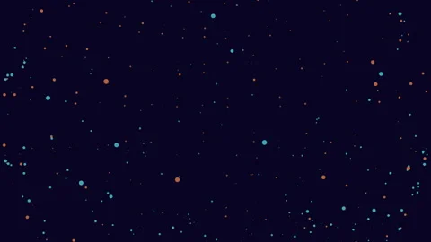 Flying random rainbow snowflakes in night sky Stock Footage 233280015