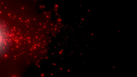 Flying random red stars and space dust in black galaxy Stock Footage 233133571