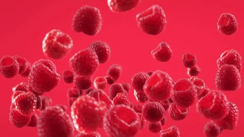 Flying of Raspberry in Fuchsia Background Stock Footage 129404787