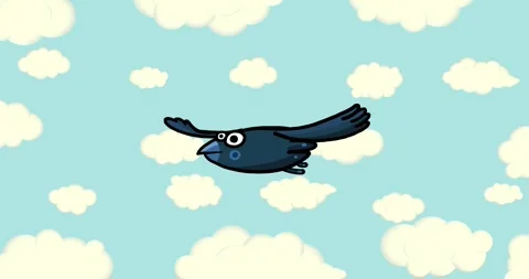 Flying raven - loop sky with clouds color backgound Stock Footage 285004074