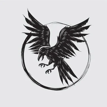 Flying raven vector illustration Stock Illustration