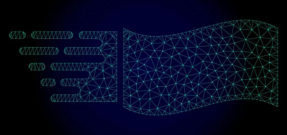 Flying Rectangle Polygonal Frame Vector Mesh with Fast Motion Effect Stock Illustration