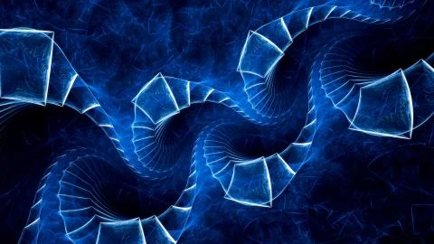 Flying rectangles in spiral fractal Stock Illustration