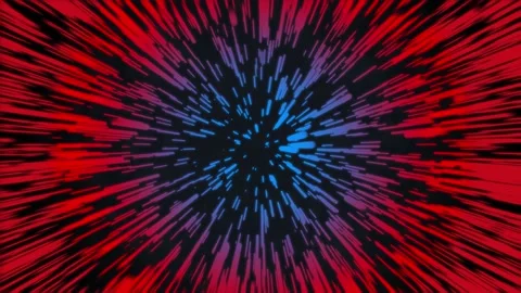 Flying into red and blue hyperspeed space drive warp effect animation Stock Footage