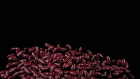 Flying red beans on a black background. Red beans. Super slow motion. Vidéo 149327018