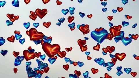 Flying-Red-Blue-Hearts Stock Footage 317076376